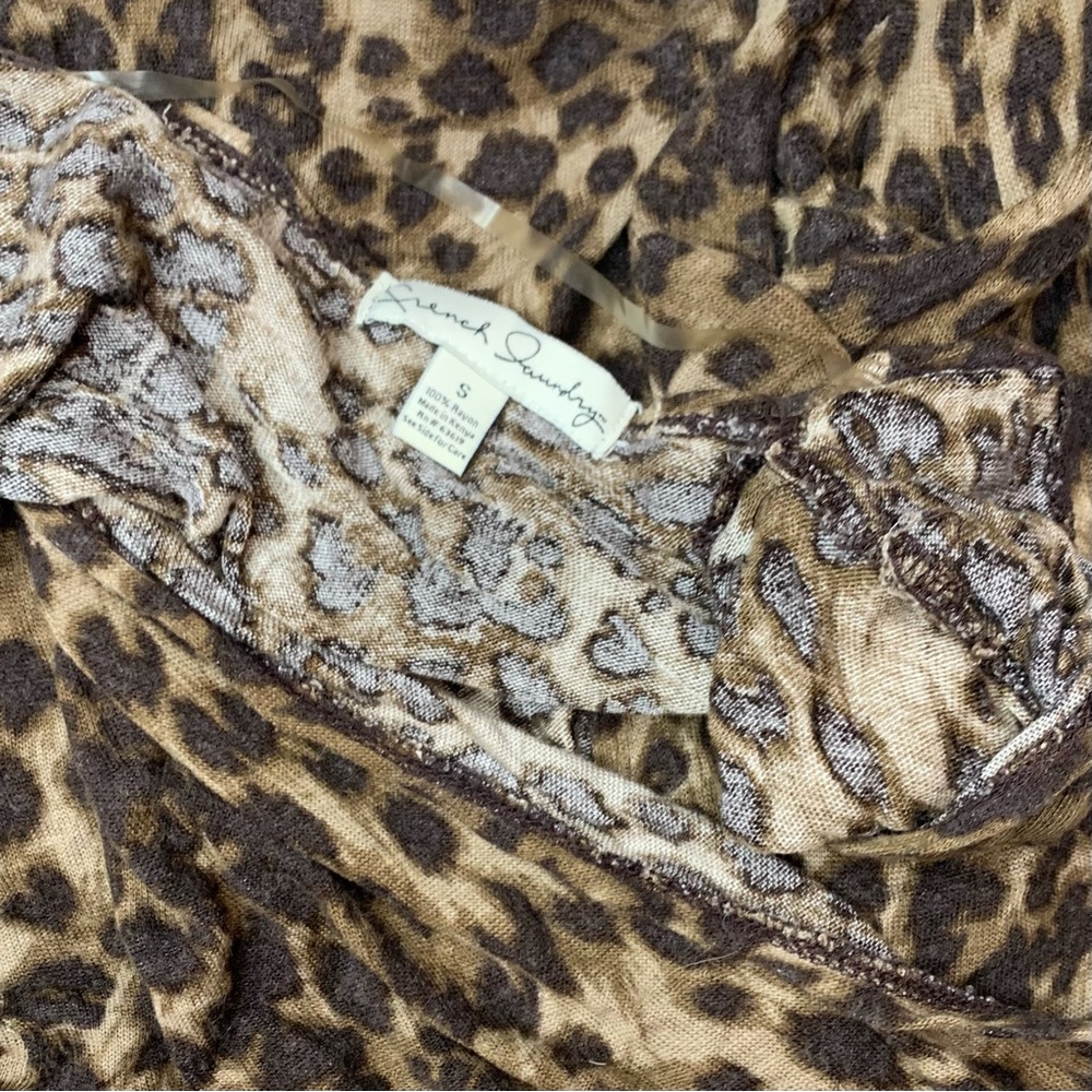 French Laundry roll tab sleeve cardigan duster leopard jaguar print, S - Picture 2 of 7